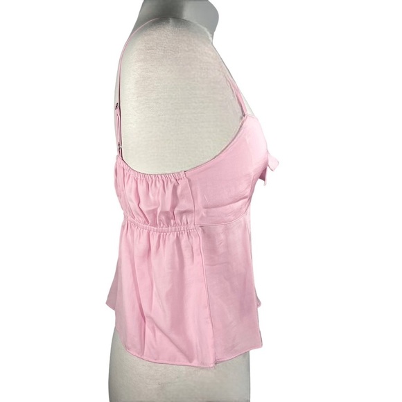 BP pink opal crop top halter smocked back adjustable strap pastel size S - Picture 3 of 12